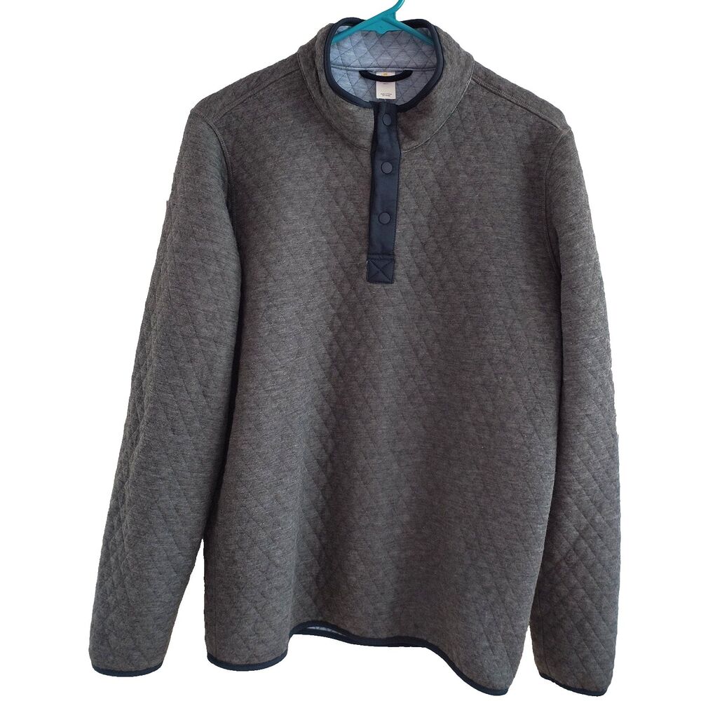 Marine Layer Activewear Pullover Womens S Gray Quilted T-Snap Boxy *Some Wear*